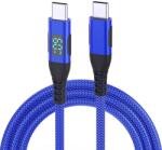  Nejlon USB-C / USB-C kijelzőkábellel 3m 60W - kék (6628003595B)