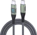  Nejlon USB-C / USB-C kijelzőkábellel 3m 60W - szürke (6628003595C)