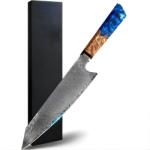 HARAHU Cuțit de bucătărie din oțel Damasc SA-40123 - Kiritsuke / Maro / Albastru KP40123