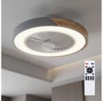 Brilagi - Corp de iluminat LED dimabil cu ventilator, 38 W, 230 V, Ø50 cm, gri/stejar + telecomandă (BG4028)
