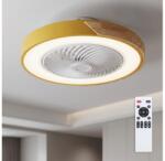 Brilagi - Corp de iluminat LED dimabil cu ventilator, 38W/230V, 50 cm, auriu/stejar + telecomandă (BG4027)