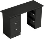 HomCom Birou de Calculator Modern, Masa de Lucru cu 3 Sertare și Raft pentru Depozitare, Design Elegant, Negru | Aosom Romania (836-068BK)