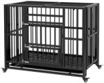 AOSOM Kutya kennel görgős kutyaketrec 94x58x78 cm fekete kisállat ketrec szállítóbox