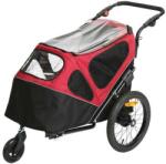 DUVO+ Pet trailer 2-in-1 Kerékpár utánfutó és sétakocsi háziállatok számára 30 kg-ig - Fekete/piros 123x62x96cm