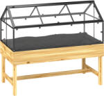 Outsunny Mini seră pe picioare dim. 120L x 60l x 103H cm acoperiș dublu rabatabil Panouri din policarbonat, oțel, lemn de brad tratat | Aosom Romania (84H-014V01ND)