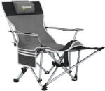 Outsunny Scaun de Camping Pliabil și Rabatabil cu Suport pentru Picioare Detașabil și Tetieră, 82x50/100x88 cm, Negru | Aosom Romania (A20-522V00GY)