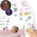 Ricokids Zenélő forgó, Ricokids RK-813, rózsaszín, távirányítós, projektoros, 13 dallam, időzíthető: 10/20/30 perc, elemes (3 x AAA, nem tartozék) (TE781301)