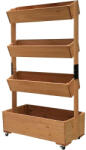 Strend Pro Fa virágláda, Strend Pro, 85 x 45 x 147 cm, 4 szintes, kerekekkel (TC255623)