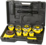 Strend Pro Kézi menetvágó készlet, Strend Pro PP3304. T062, sárga/fekete, 7 db (3/8", 1/2", 3/4", 1", 5/4", 6/4", 2") menetvágó fej, racsnis tokmány, 2 hosszabbítókar (TC222681)