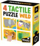 Headu - 4 Puzzleuri tactile animale din salbaticie cu piese mari pentru copiii de peste 2 ani - HE59070 (HE59070) Puzzle