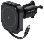 ACEFAST D32 mágneses szellőzőnyílás-tartó 15 W-os induktív töltővel és behúzható USB-C kábellel - fekete