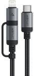 ACEFAST C20-01 USB-C - USB-C/ Lightning kábel 60W/30W 480Mb/s 3A 1.2m - fekete