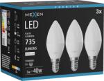 Mexen Nova 3x Bec LED E14, C37, 7W, Neutră - 4000K, 735 lm - L102-E14-0740-01x03 (L102-E14-0740-01x03)