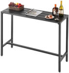 VEVOR Kerti bárasztal 1200x375x980 mm hosszúkás bisztróasztal fekete, modern álló asztal 2-4 fő részére