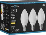 Mexen Nova 3x LED izzó E14, C37, 1W, Meleg - 3000K, 105 lm - L102-E14-0130-01x03 (L102-E14-0130-01x03)