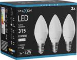 Mexen Nova 3x LED izzó E14, C37, 3W, Semleges - 4000K, 315 lm - L102-E14-0340-01x03 (L102-E14-0340-01x03)