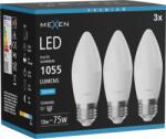 Mexen Nova 3x LED izzó E27, C37, 10W, Hideg - 6500K, 1055 lm - L102-E27-1065-01x03 (L102-E27-1065-01x03)