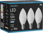 Mexen Nova 3x LED izzó E14, C37, 5W, Hideg - 6500K, 525 lm - L102-E14-0565-01x03 (L102-E14-0565-01x03)