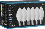 Mexen Nova 6x LED izzó E14, C37, 7W, Hideg - 6500K, 735 lm - L102-E14-0765-01x06 (L102-E14-0765-01x06)