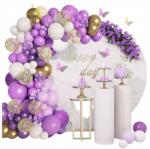 Balonowy Świat Lufi Lila-arany Girland Party Esküvő Jubileum Születésnap Szett