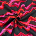  Pamutvászon SATIN Abstract waves dark red
