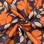  Pamutvászon SATIN Autumn flowers dark brown