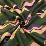  Pamutvászon SATIN Abstract waves dark green