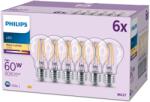 Philips Classic A60, E27, 60 W, meleg fehér, 6 darab