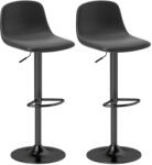 HOMCOM bárszék szett 2 db-os, műbőr kárpitozással ellátott bárszékek, forgó, háttámlával és lábtartóval, fekete (83A-264V00BK)