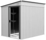 HOMCOM Kerti Ház fém kerti fészer 2, 81m2 154x206, 5x181 cm szerszámoskamra tetővel és alapozással (845-983V00WT)
