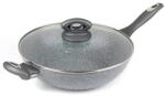 Salter Marblestone Wok serpenyő fedővel szürke - 28cm
