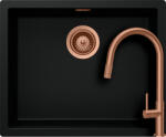 SCHOCK Set chiuveta bucatarie Schock Kaia N-100L 556 x 456 mm Cristadur Puro, negru intens cu parti vizibile si baterie bucatarie Schock Talia Copper, cupru, cap extractibil (SETKN100LPUTECOB)