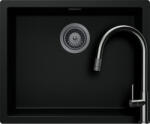SCHOCK Set chiuveta bucatarie Schock Kaia N-100L 556 x 456 mm Cristadur Puro, negru intens cu parti vizibile si baterie bucatarie Schock Talia Gunmetal, antracit, cap extractibil (SETKN100LPUTEGUB)