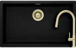 SCHOCK Set chiuveta bucatarie Schock Kaia N-100XL 756 x 456 mm Cristadur Puro, negru intens cu parti vizibile si baterie bucatarie Schock Talia White Gold, auriu deschis, cap extractibil (SETKN100XLPUTEWGO)