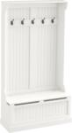 HOMCOM Cuier de Podea cu Bancă pentru Pantofi și 5 Cârlige, MDF, 96L x 34I x 179, 7Î cm, Crem | Aosom Romania (831-181) Agatator cuier