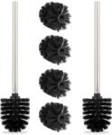 Relaxdays Set 2 Perii WC Relaxdays cu 4 Capete de Schimb, Inox, Negru (10039682)