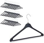 Relaxdays Set 30 Umerase Relaxdays, Plastic, Negru, Design Subtire, Haken Rotativ (10026612_1004)