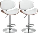 HOMCOM Set de 2 scaune de bar taburet înălțime reglabilă cu înveliș sintetic 53 x 52 x 92-112 cm alb | Aosom Romania (835-819V00WT)