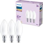 Philips Classic B35, E14, 40 W, meleg fehér, tejfehér, 3 darab