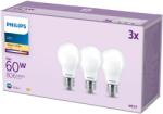 Philips Classic A60, E27, 60 W, meleg fehér, 3 darab