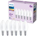 Philips Classic B35, E14, 40 W, meleg fehér, tejfehér, 6 darab