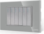 Luxion Intrerupator Mecanic 6 Posturi LUXION cu Rama din Sticla Standard Italian 3M (Gri) (lxi-3011gf-gy)
