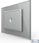 LIVOLO Intrerupator simplu cap scara / cap cruce wireless cu touch Livolo cu rama din sticla standard Italian - Serie noua (Gri) (vl-fc1sr-3ip-15)