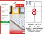 Tanex Etichete albe autoadezive, repozitionabile, 8/A4, 99.1x67.7mm, 25 coli/top, TANEX, colturi rotunjit (TX-TW-2008R)
