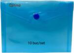 Optima - prod din plastic Mapa PP protectie documente A6 landscape, inchidere cu capsa, 10/set, Optima - albastru transparent (OP-5100180A6-22)