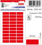 Tanex Etichete autoadezive, 12 x 30 mm, 150 buc/set, TANEX, rosu fluorescent (TX-OFC-107-FRE)