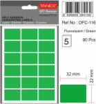 Tanex Etichete autoadezive, 22 x 32 mm, 90 buc/set, TANEX, verde fluorescent (TX-OFC-116-FGR)