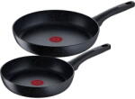 Tefal Set 2 tigai Tefal Black Stone, 24/28 cm, antiaderente, ThermoSpot, inductie, Negru (G28191)