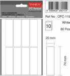 Tanex Etichete autoadezive, 20 x 74 mm, 80 buc/set, TANEX, alb (TX-OFC-115-WH)