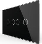 LIVOLO Intrerupator Dublu + Dublu cu Touch LIVOLO cu Rama Din Sticla Standard Italian 4M (Negru) (vl-fc2/2-4b)